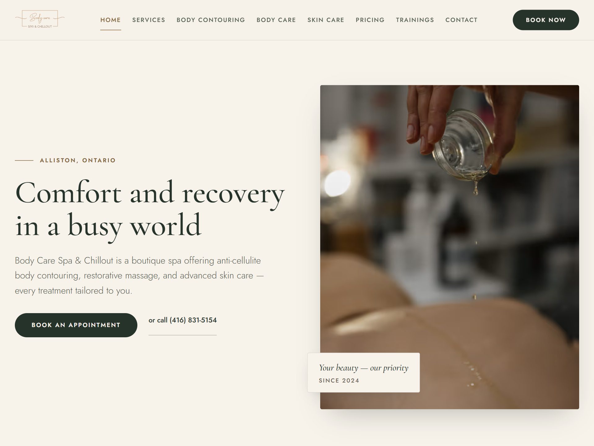 Body Care Spa homepage