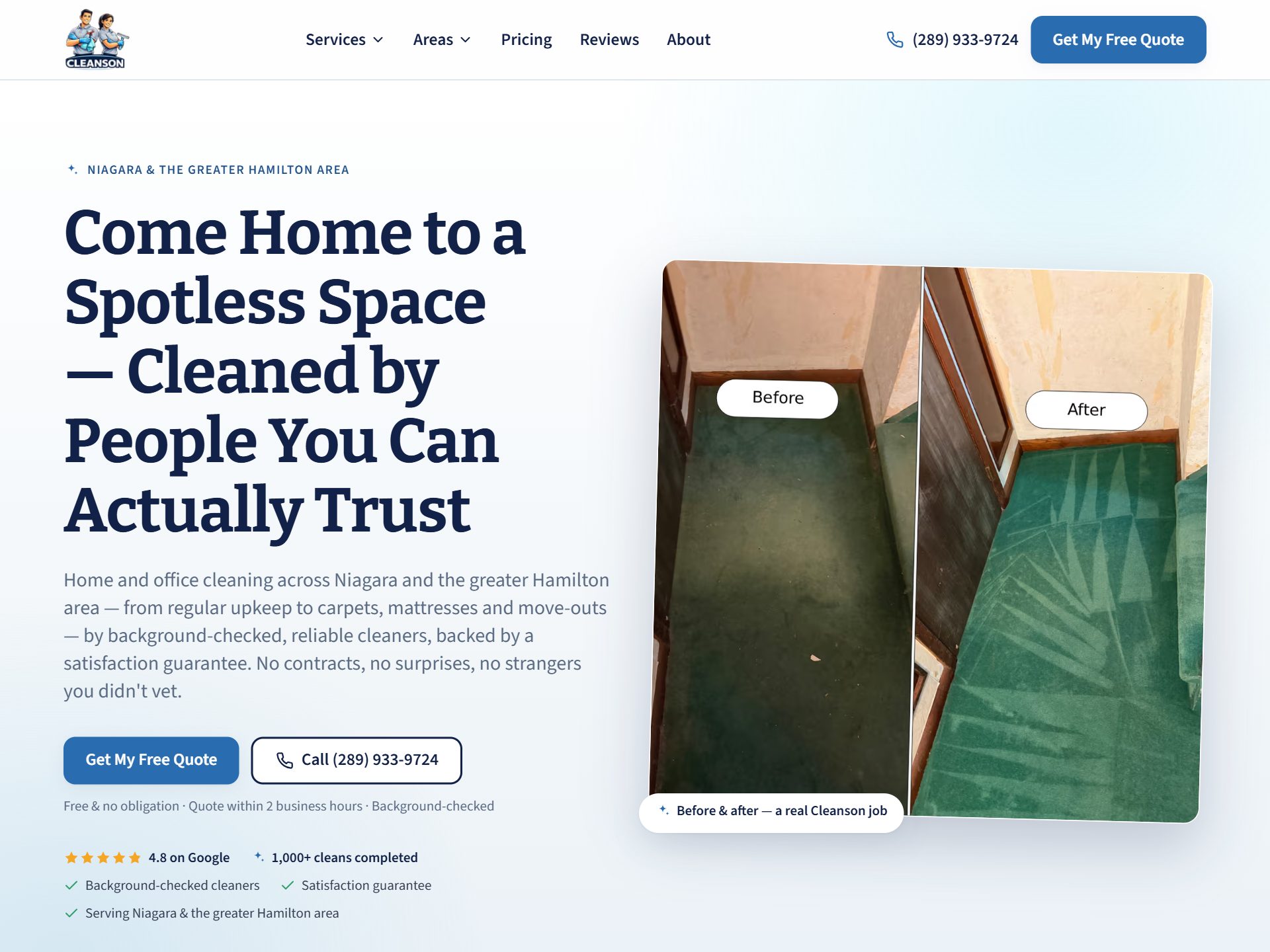 Cleanson homepage
